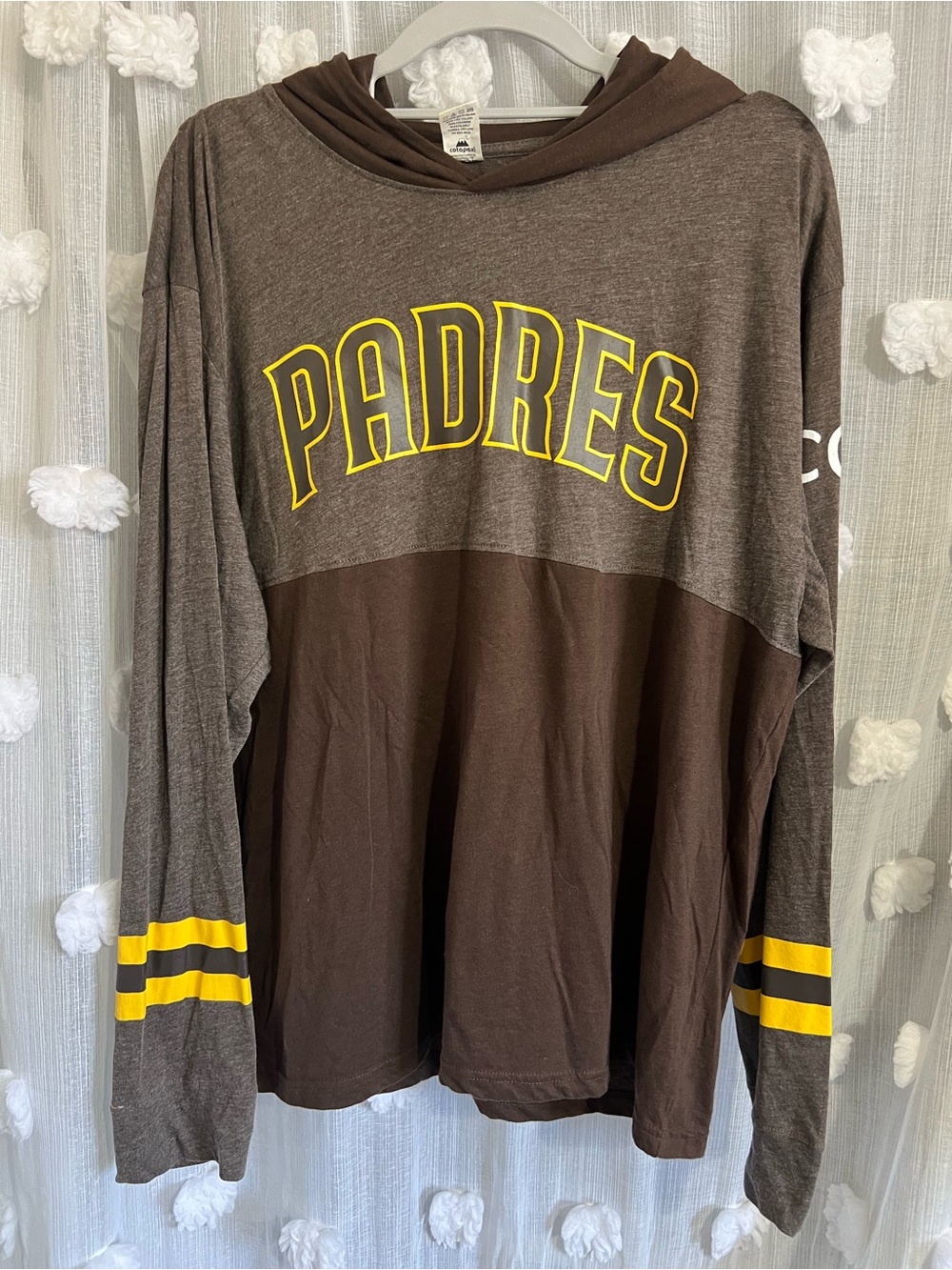Padres Brown & Yellow Hooded Long Sleeve Tee